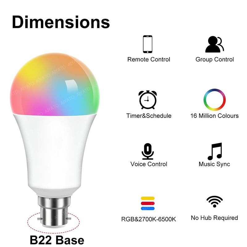B22ベース UK TUYA Wifiスマート電球 Blue - Candle Making Supplies Uk のレビューと価格
